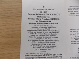 Doodsprentje Petrus Julianus Van Aerde Lillo 17/5/1895 Kapellen 27/9/1975 ( Maria Fr. Biermans En Maria C. Rombouts ) - Godsdienst & Esoterisme