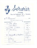 Facture - Patissier SERWIER à VERVIERS - 1950 - ...