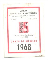 Union Des Classes Moyennes - 1968 - Carte De Membre De Marcel MASSART - Pain D'épice - Epices Au Miel à VERVIERS. - Alimentos