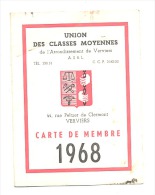 Union Des Classes Moyennes - 1968 - Carte De Membre De Marcel MASSART - Pain D'épice - Epices Au Miel à VERVIERS. - Lebensmittel