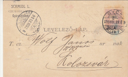 20190- HUNGARIAN ROYAL CROWN, STAMP ON POSTCARD, MONEY ORDER FROM SUGAR FACTORY, 1899, HUNGARY - Covers & Documents