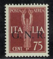 Italia RSI 1943 – GNR Brescia Posta Aerea 75 C. – MNH XF ** – Firmato Vignati – Rif. 1505013 - Poste Aérienne