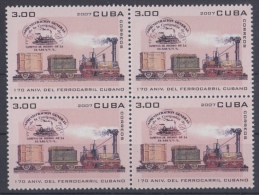 2007.224 CUBA 2007. MNH. BLOCK 4. 170 ANIV FERROCARRILES. RAILROAD. RAILWAY. TRAIN.TRAIN. LOCOMOTIVE. - Unused Stamps