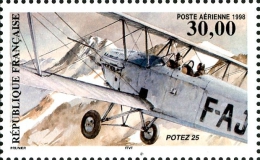Biplan Potez 25 (le Bloc Des 4 TP A Un Coin Daté) - 1960-.... Postfris