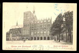 Gruss Aus Stralsund Markt Mit Rathhaus / Year 1901 / Old Postcard Circulated - Stralsund