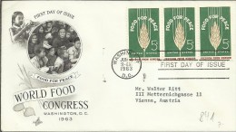 ESTADOS UNIDOS USA FDC 1963 WASHINGTON FOOD FOR PEACE CONGRESS ALIMENTACION - Contra El Hambre