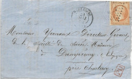 NORD - 1862 - DEVANT DE LETTRE (GRAND FRAGMENT) De TOURCOING Pour CHARLEROI (BELGIQUE) - 1853-1860 Napoleon III