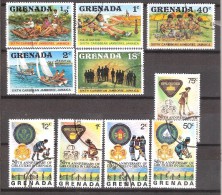 GRENADA : 10 Timbres SCOUTISME / Scoutism  : Sixth Carribean Jamboree In Jamaica / 50 Th Anniversary Girls Guide - Usados