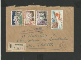 Enveloppe Recommandée Monaco 1969 Cachet D´arrivée En Lettres Italiques "absent, Avisé Le...instance TROYES CHARTREUSE" - Covers & Documents