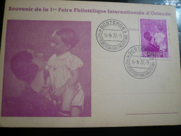 Belgio 1937 -1^ Fiera Filatelica Ostenda Souvenir Card - Other & Unclassified