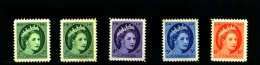 CANADA - 1954  QUEEN ELISABETH  ODD VALUES  MINT NH - Unused Stamps