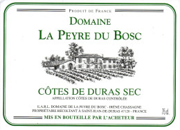 Ancienne étiquette - Côtes De Duras Sec - Domaine La Peyre Du Bosc - - Bergerac