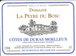 Ancienne étiquette - Côtes De Duras Moelleux - Domaine La Peyre Du Bosc - - Bergerac