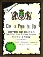 Ancienne étiquette - Côtes De Duras - Sauvignon - Clos La Peyre Du Box - - Bergerac