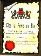 Ancienne étiquette - Côtes De Duras - Clos La Peyre Du Box - - Bergerac