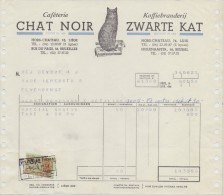 1954: Facture De / Factuur Van ##Caféterie CHAT NOIR/Koffiebranderij ZWARTE KAT, Liège-Ixelles## :  KOFFIE,CAFÉ, - 1950 - ...