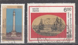 INDIA, 1990, Calcutta Tercentenary, Octorlony Monument, Ships On The River Ganges,, 2 V, FINE USED - Oblitérés