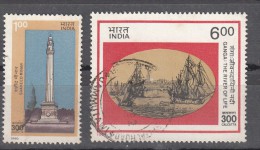 INDIA, 1990, Calcutta Tercentenary, Octorlony Monument, Ships On The River Ganges,, 2 V, FINE USED - Oblitérés