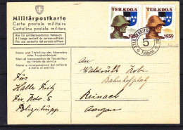 Poste De Campagne - Feldpost - Suisse - Carte Postale De 1939 -  Ter.KDO.5 - Soldats - Armoiries - Cartas & Documentos