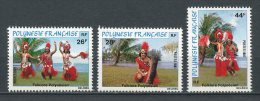 POLYNESIE 1981 N° 165/167 ** Neufs = MNH Superbes Cote 6,20 € Folklore Polynésien Danse Dance Culture - Unused Stamps