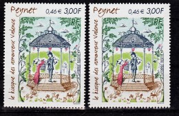 France 3359 Peynet Variété Impression Décalée Vers Le Haut Souche Verte Coeurs Blancs 2000 Neuf ** TB MNH - Neufs