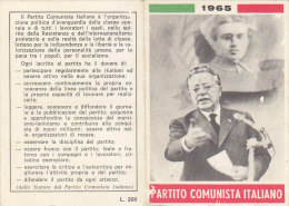 3-4236- Tessera P.C.I. Partito Comunista Italiano 1965 Con Bollino Da 5000 Ed Erinnofilo URSS - Other & Unclassified