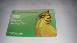 Myanmar- Birmanie Burma-elite Tech-10.000 Kyats-(5)-(2212120100080498-gsm Prepiad Top Card-used Card+1prepiad Card Free - Myanmar (Burma)