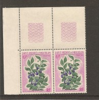 Bloc De 2 Timbres Bord De Feuille Fleur - Ongebruikt