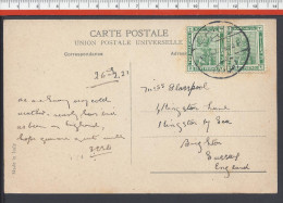 EGYPTE - 1921 -  CORRESPONDANCE DU CAIRE VERS BRIGHTON  SUR CARTE POSTALE " Constantinople- Tophané " - - 1915-1921 Protectorat Britannique