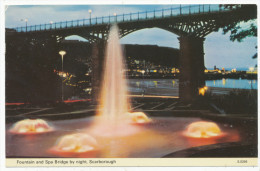 Fountain And Spa Bridge By Night, Scarborough, 1976 Postcard - Scarborough