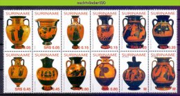 Nch1265b SPORT OLYMPISCHE SPELEN SPORTS VAZEN PAARDEN HORSES GREEK VASES OLYMPIC GAMES ATHENS SURINAME 2004 PF/MNH - Summer 2004: Athens