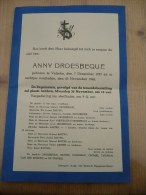Velzeke Anny Droesbeque 1937 1942  Doodsbrief - Images Religieuses