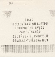 J1649 - Czechoslovakia (1945-79) Control Imprint Stamp Machine (R!): I. Congress Workers Consumer Goods Industry - Proeven & Herdrukken