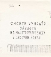 J1653 - Czechoslovakia (1945-79) Control Imprint Stamp Machine (R!): Place Your Bets On Ice Hockey World Championships - Proofs & Reprints