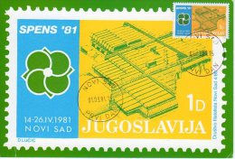 YUGOSLAVIA 1981 SPENS '81 Table Tennis Tournament Tax Stamp On Maximum Card - Maximumkaarten
