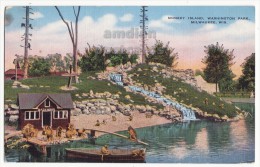 Milwaukee WI, Monkey Island, Washington Park, Wisconsin Zoo Scene C1940s Postcard [8383] - Milwaukee