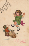 ENFANTS - Jolie Carte Fantaisie Fillette Avec Poupée De "Bonne Année " Signée CASTELLI - Castelli