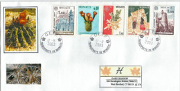 Timbre Cactus Haageocereus Chilensis Sur Lettre De MONACO  Adressée Aux Etats-Unis 2003 - Storia Postale