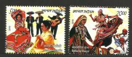 INDIA, 2010,India-Mexico Joint Issue. Dances.  Set 2 V, MNH, (**) - Unused Stamps