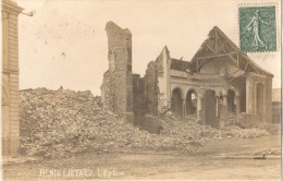 HENIN-BEAUMONT (HENIN-LIETARD) L'EGLISE EN RUINE CARTE PHOTO - Henin-Beaumont