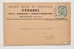 BAUDOUR : CP En-tête CÉRABEL - Division Porcelaine & Produits Réfractaires Vers Carrières SOIGNIES, 1938 - Saint-Ghislain