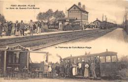 Fort Mahon     80       La Gare Et Le Tramway Et La Buvette - Fort Mahon