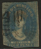 TASMANIA 1855 4d Blue QV Imperf SG 18 U NV23 - Oblitérés