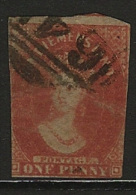 TASMANIA 1856 1d Red QV Imperf SG 19 U NV12 - Gebruikt