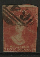 TASMANIA 1856 1d Red QV Imperf SG 19 U NV12 - Used Stamps