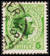 1915-1916. Chr. X. 5 Bit Green. Variety. (Michel: 49) - JF128287 - Deens West-Indië