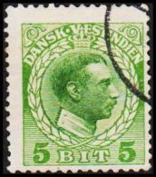 1915-1916. Chr. X. 5 Bit Green. Variety. (Michel: 49) - JF128289 - Deens West-Indië