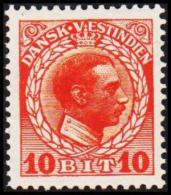 1915-1916. Chr. X. 10 Bit Red. Variety. (Michel: 50) - JF128297 - Deens West-Indië