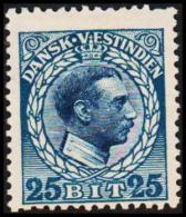 1915-1916. Chr. X. 25 Bit Blue/blue. Variety. (Michel: 53) - JF128311 - Dänisch-Westindien
