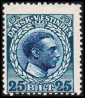 1915-1916. Chr. X. 25 Bit Blue/blue. Variety. (Michel: 53) - JF128312 - Deens West-Indië